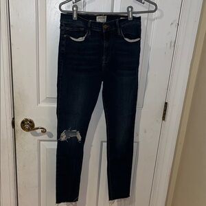 Frame Denim Women's Dark Blue Distressed Skinny Jeans size 31 waist